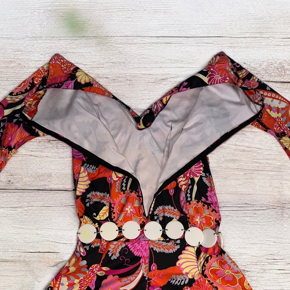 Women’s Multicolor Chic Hippie Paisley Bohemian Go-Go 60’s Mini Dress ~ Size M/L - Picture 4 of 7